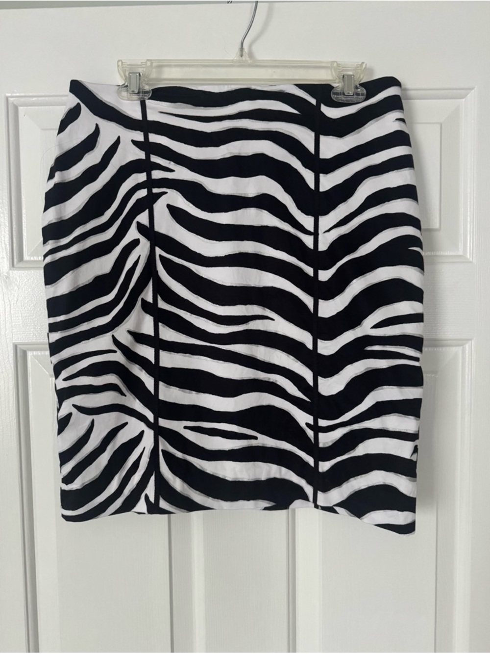 White House Black Market Black and White Zebra-Print Pencil Skirt